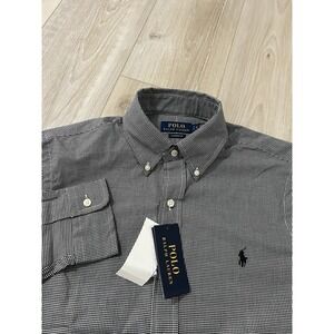 polo ralph lauren classic fit Mens Button Down Size S Gingham Check Black